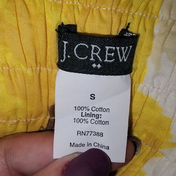 J Crew Floral Strapless Tunic Dress  Yellow mini Size Small - Picture 7 of 7